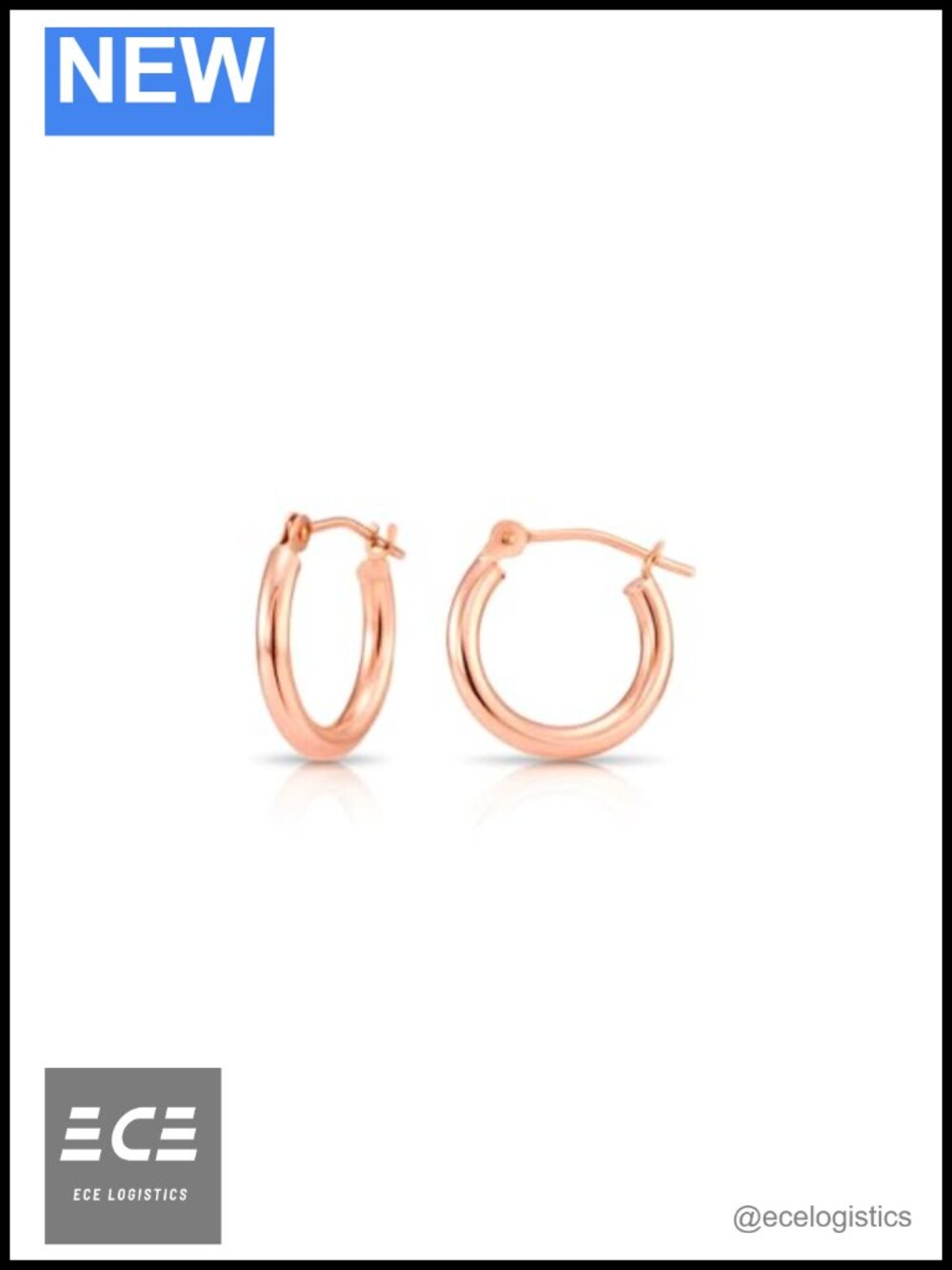 14K Rose Gold Polished Round Hoop Earrings 2mm Tube